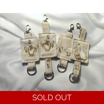 Letter Box Gift Ducks Linen Keyring  Luggage Tag Geese Keyfob,  Eco Friendly Fabric Keychain Made in